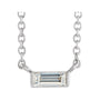 Sapphire Row Natural Diamond Baguette Solitaire Necklace - Platinum, 4.5 × 2 mm