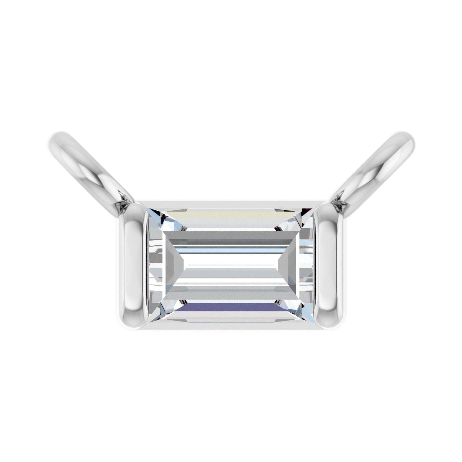 Sapphire Row Lab-Grown Diamond Baguette Solitaire Necklace - 14K White Gold, 3 × 2 mm