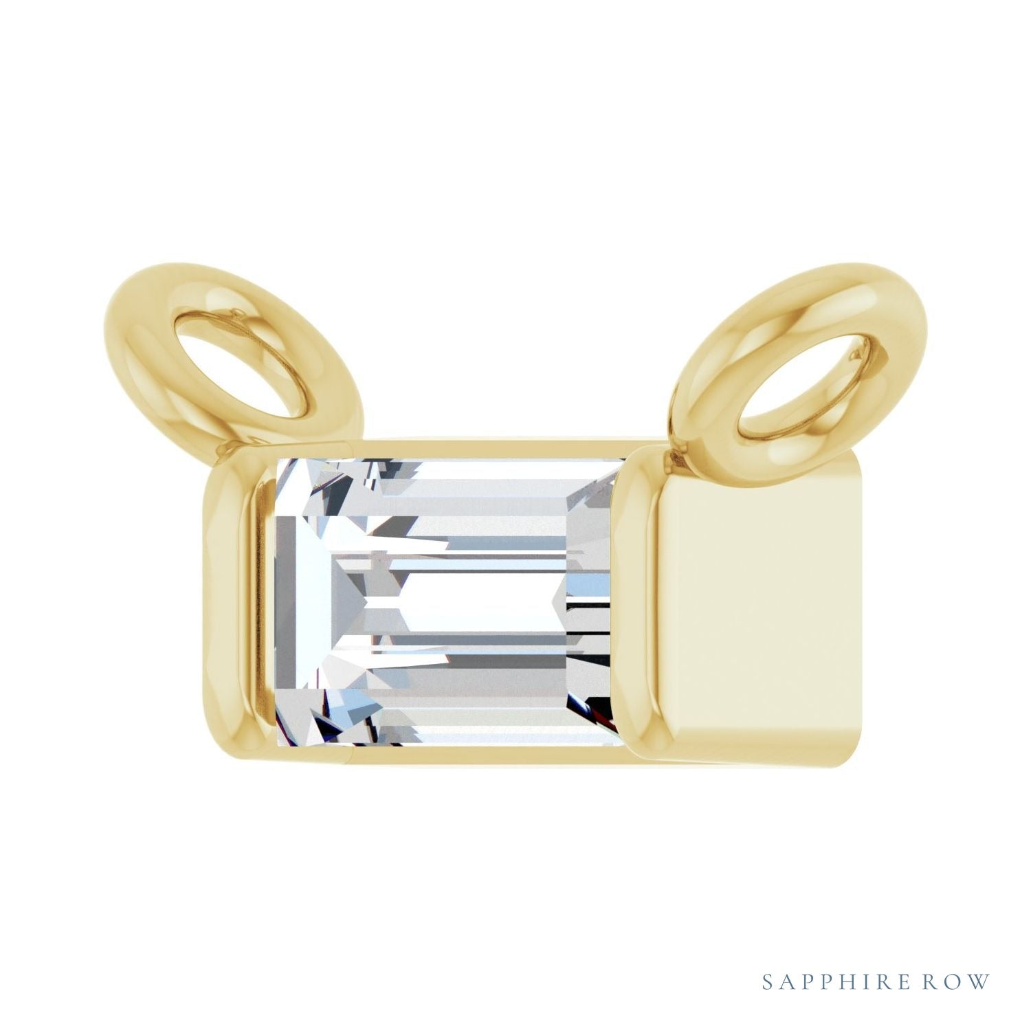 Sapphire Row Lab-Grown Diamond Baguette Solitaire Necklace - 14K Yellow Gold, 3.5 × 2 mm (view 2)