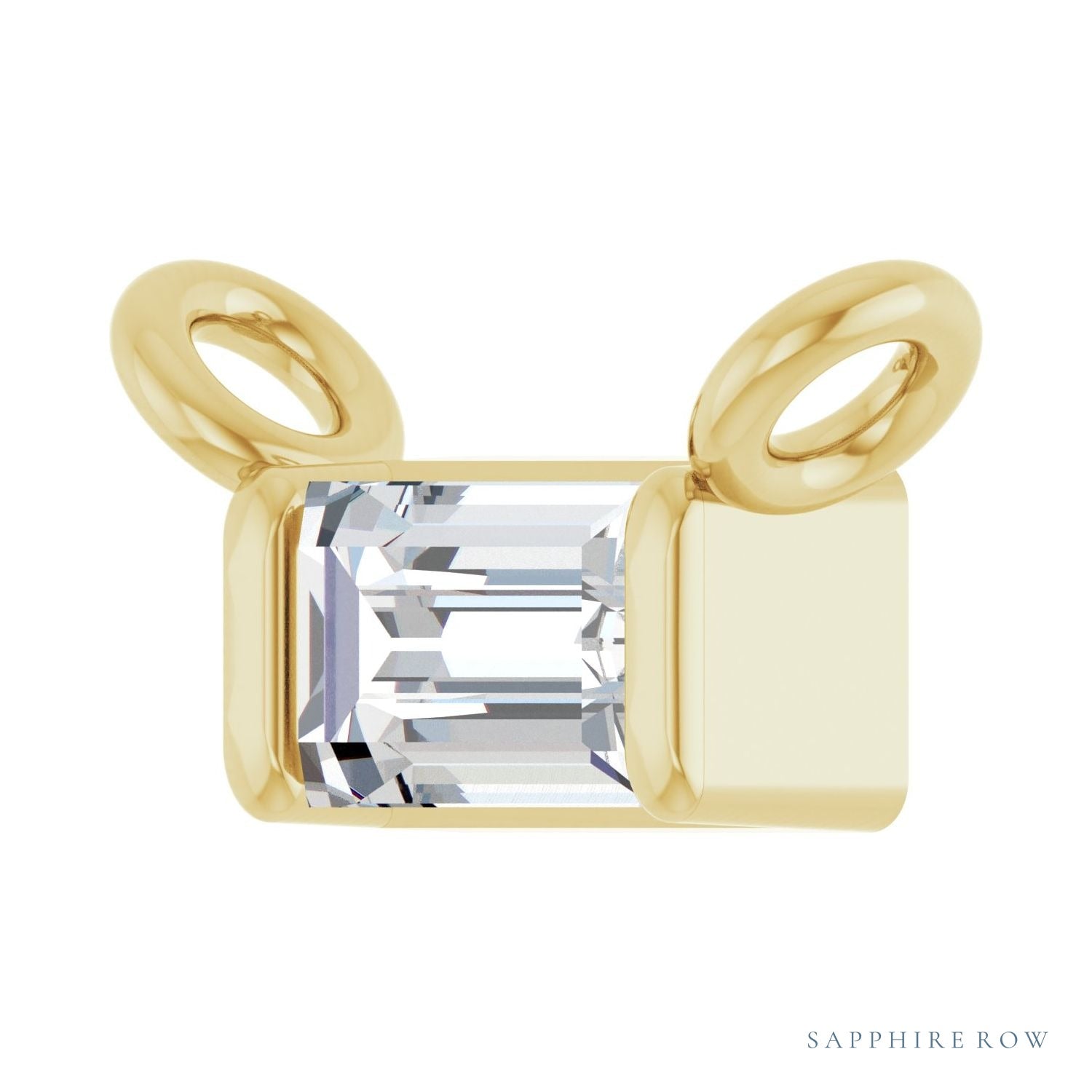 Sapphire Row Lab-Grown Diamond Baguette Solitaire Necklace - 14K Yellow Gold, 3 × 2 mm (view 2)