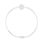 Sapphire Row Engravable Disc Bracelet - 14K White Gold