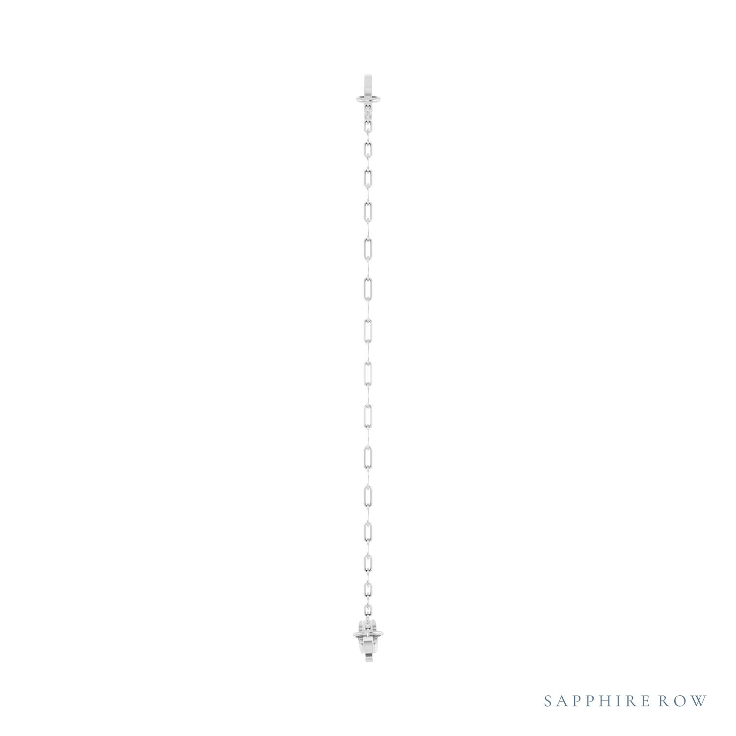 Sapphire Row Engravable Keyhole Bracelet - 14K White Gold (view 3)