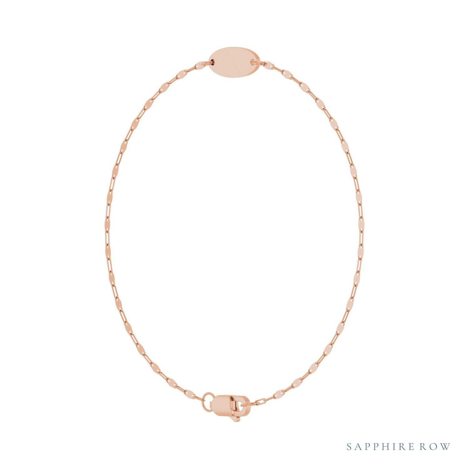 Sapphire Row Engravable Keyhole Bracelet - 14K Rose Gold (view 2)