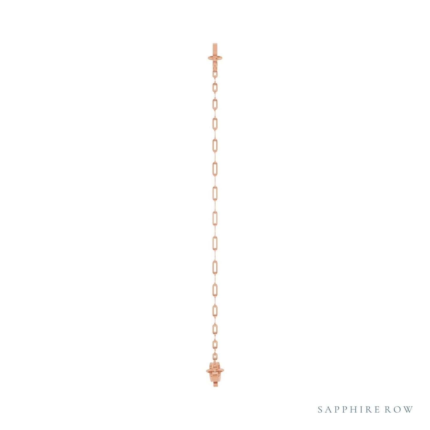 Sapphire Row Engravable Keyhole Bracelet - 14K Rose Gold (view 3)