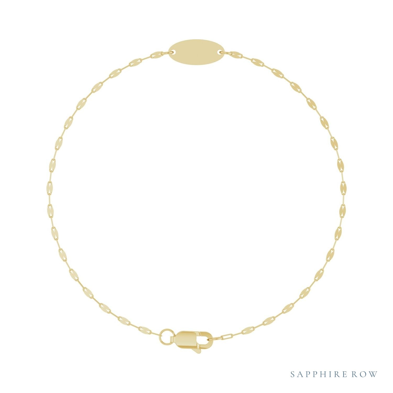 Sapphire Row Engravable Keyhole Bracelet - 14K Yellow Gold