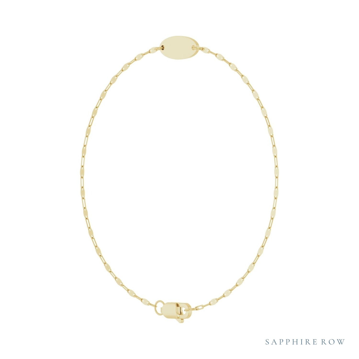 Sapphire Row Engravable Keyhole Bracelet - 14K Yellow Gold (view 2)