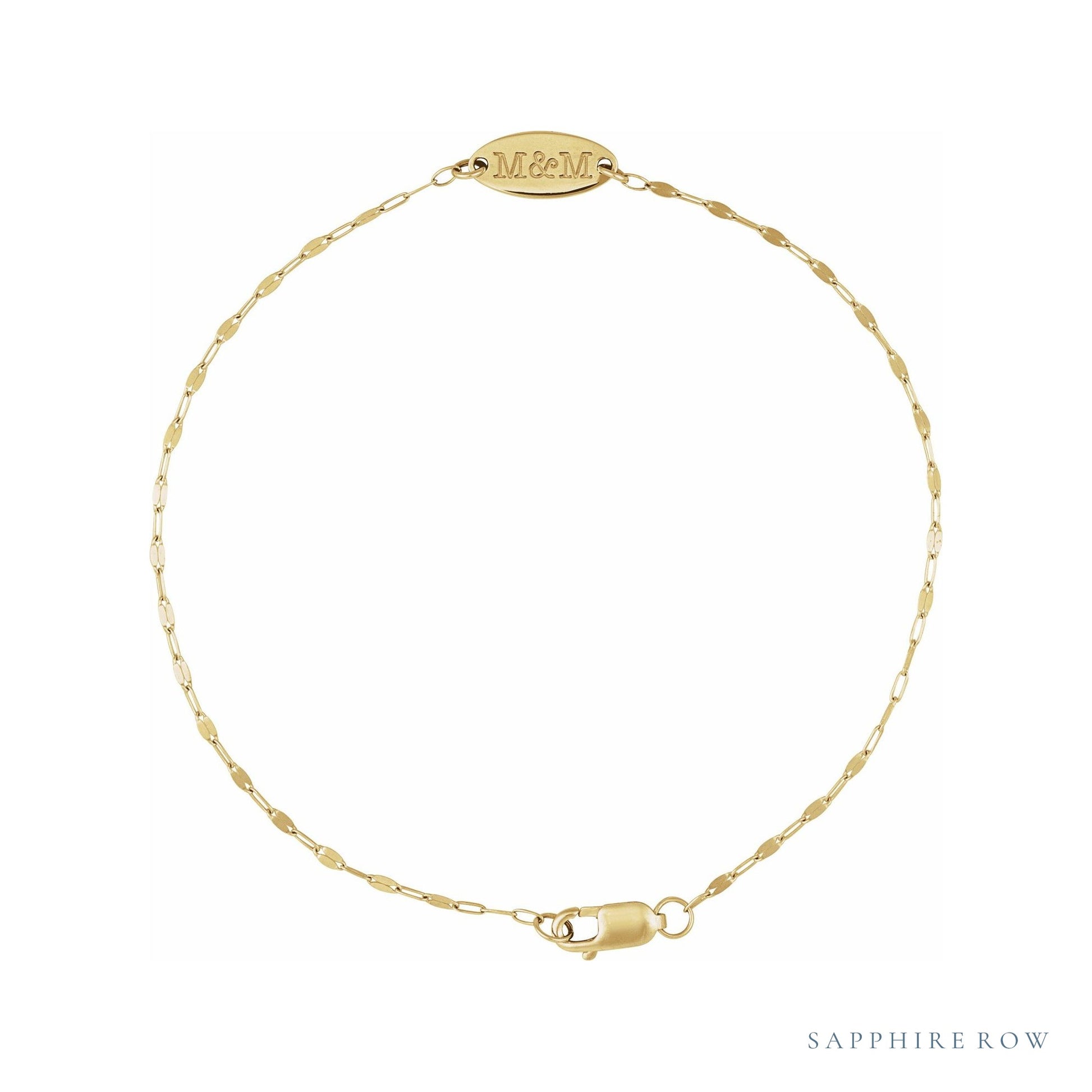 Sapphire Row Engravable Keyhole Bracelet - 14K Yellow Gold (view 4)