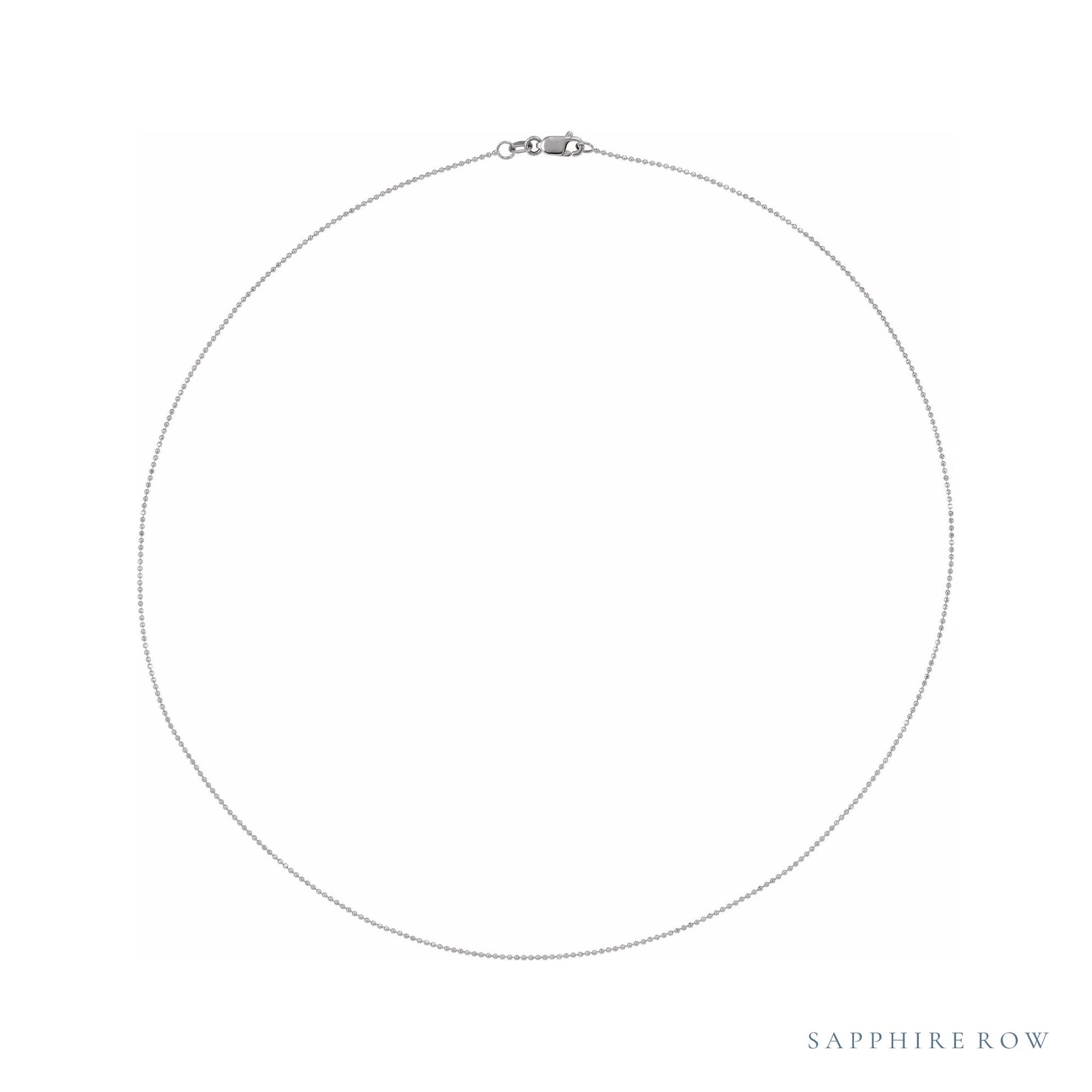 Sapphire Row Diamond-Cut Bead Chain Bracelet - 14K White Gold