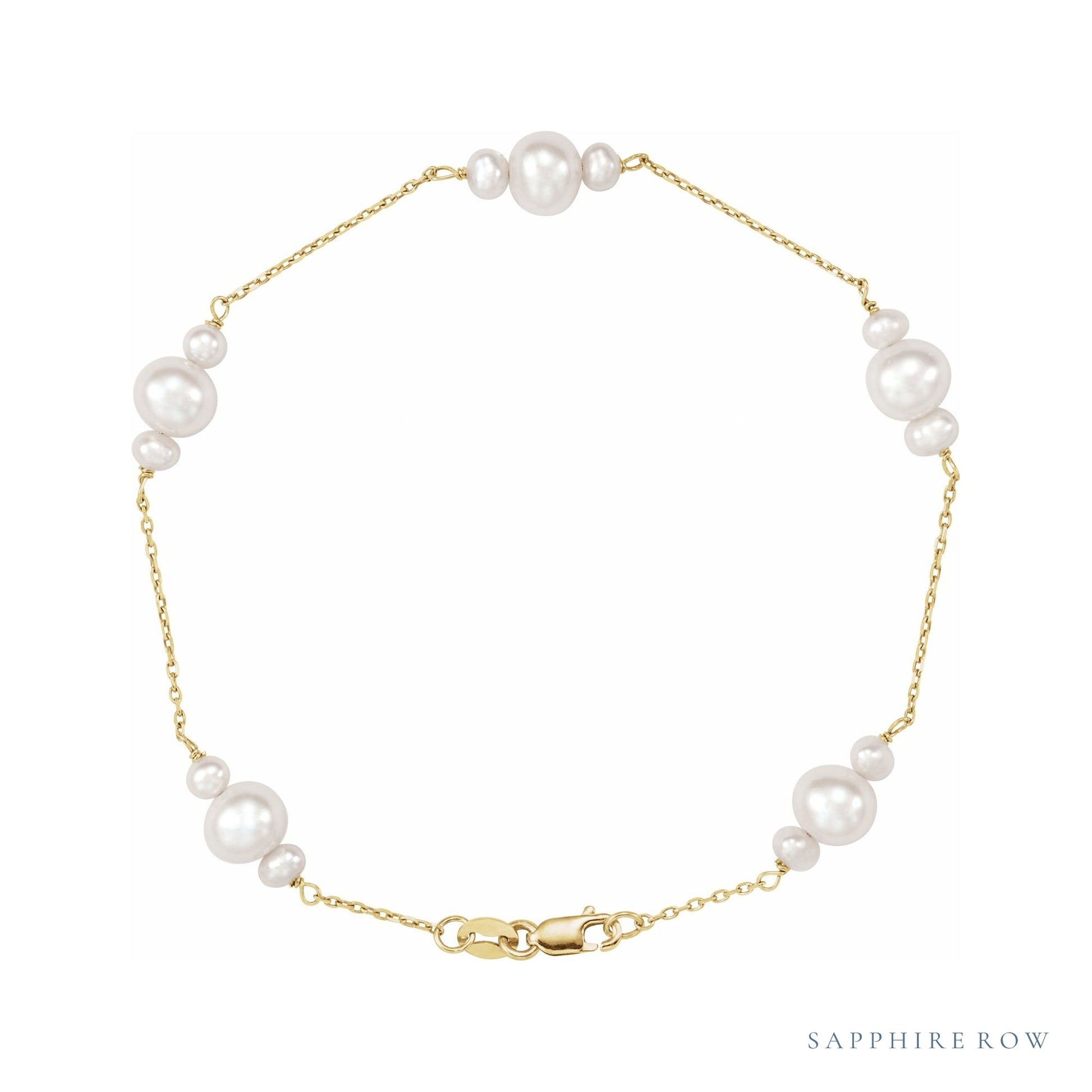 Sapphire Row Pearl Cluster Bracelet - Default Title