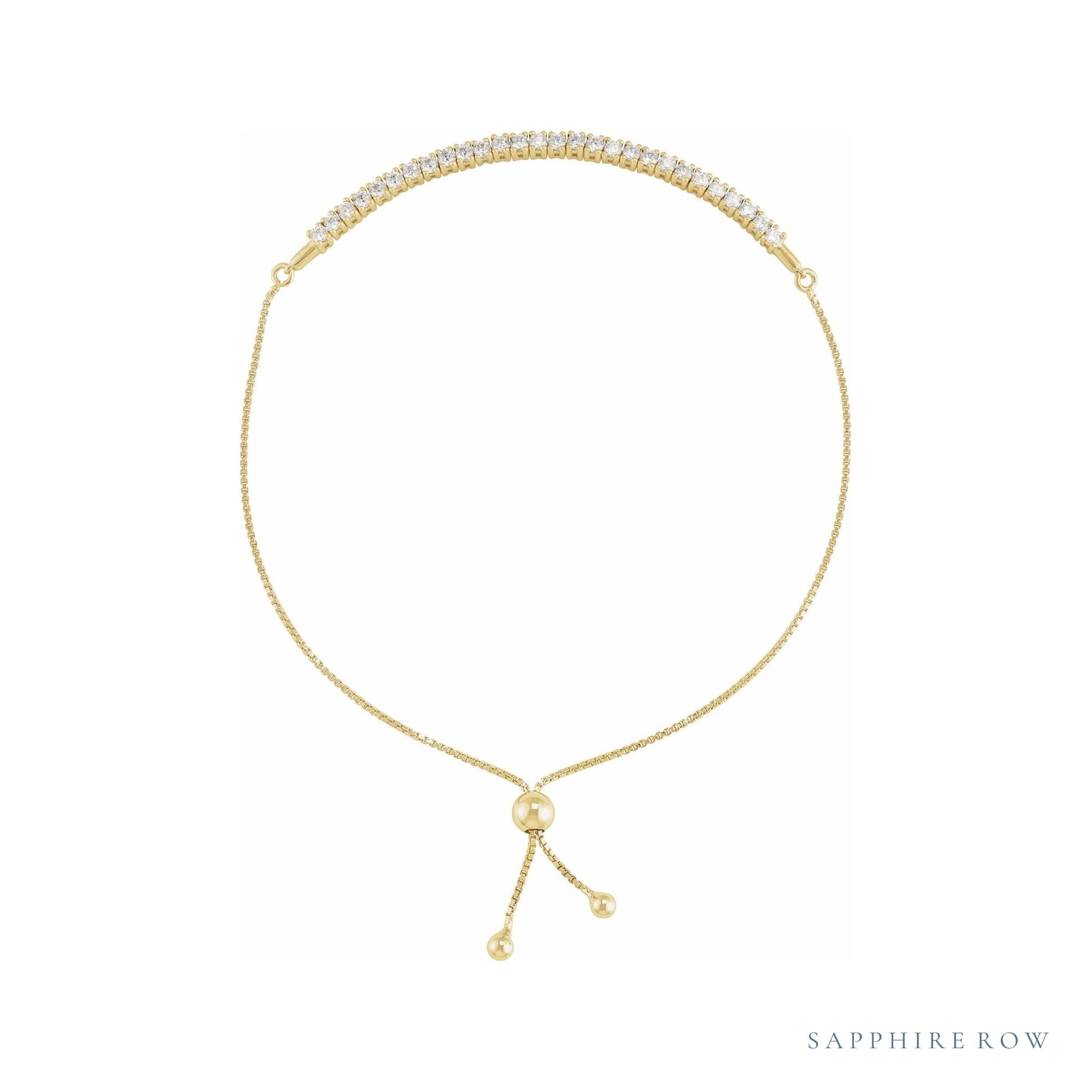 Sapphire Row Lab-Grown Diamond Bar Bolo Bracelet - 14K Yellow Gold