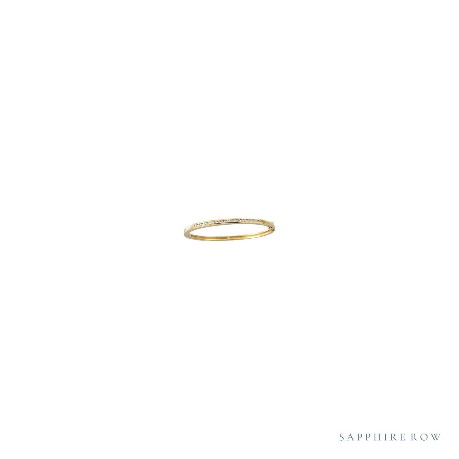 Sapphire Row Natural Diamond Inlay Bangle - 14K Yellow Gold
