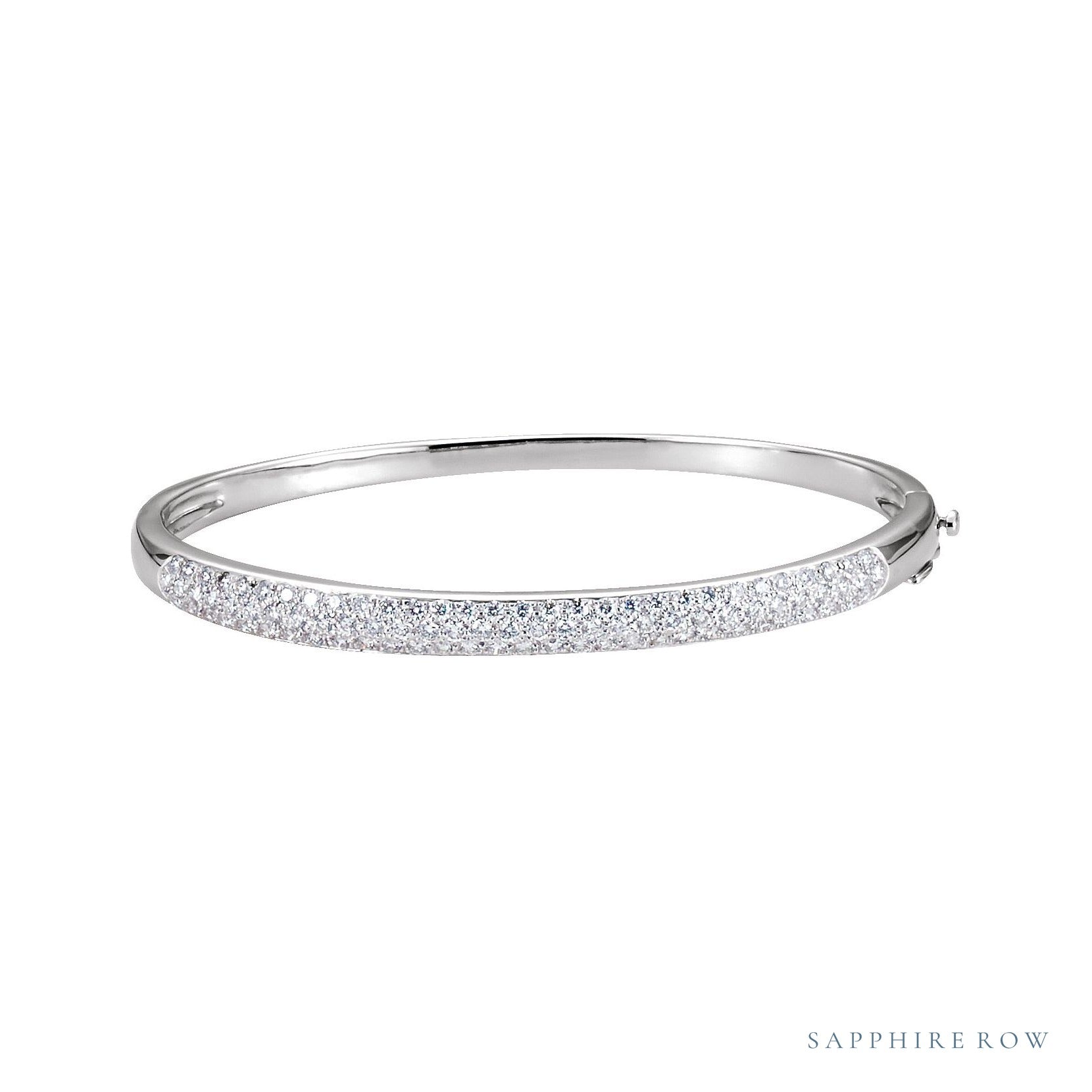 Sapphire Row Natural Diamond French Pavé Bangle - 