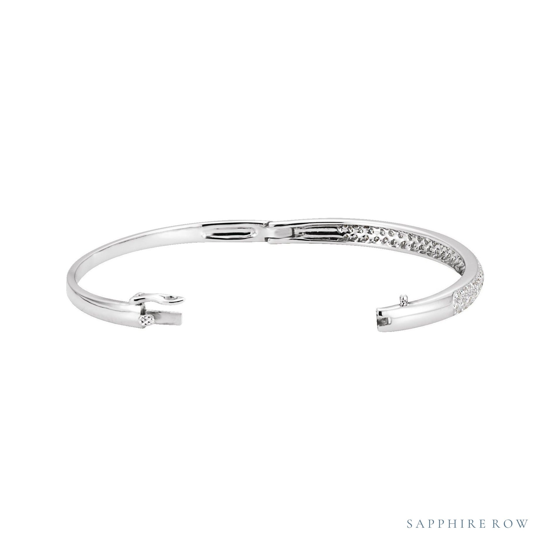 Sapphire Row Natural Diamond French Pavé Bangle -  (view 2)