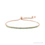 Sapphire Row Natural Gemstone Bar Bolo Bracelet - Emerald, 14K Rose Gold
