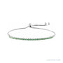 Sapphire Row Natural Gemstone Bar Bolo Bracelet - Emerald, 14K White Gold