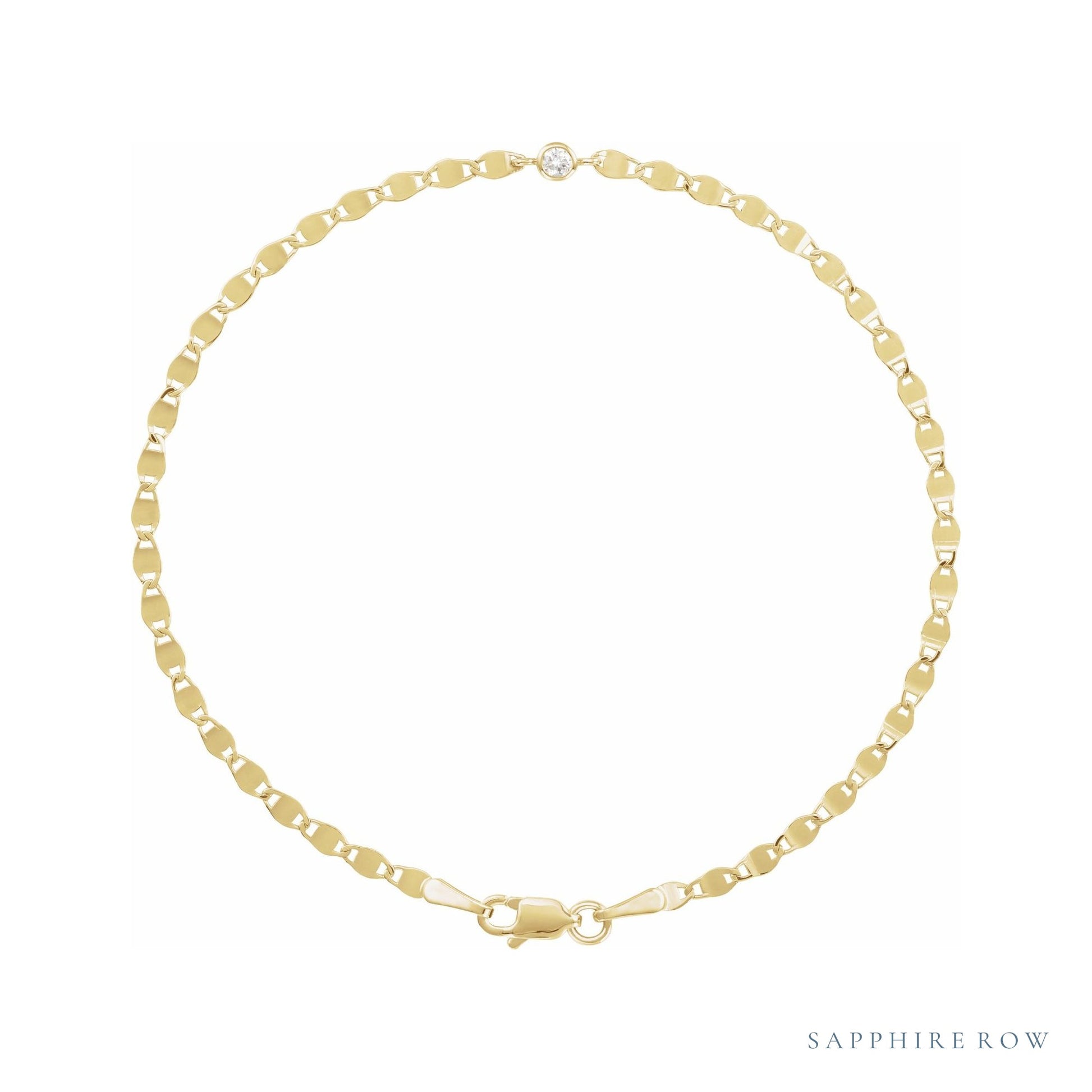 Sapphire Row Natural Diamond Mini Bezel Link Bracelet - Diamond