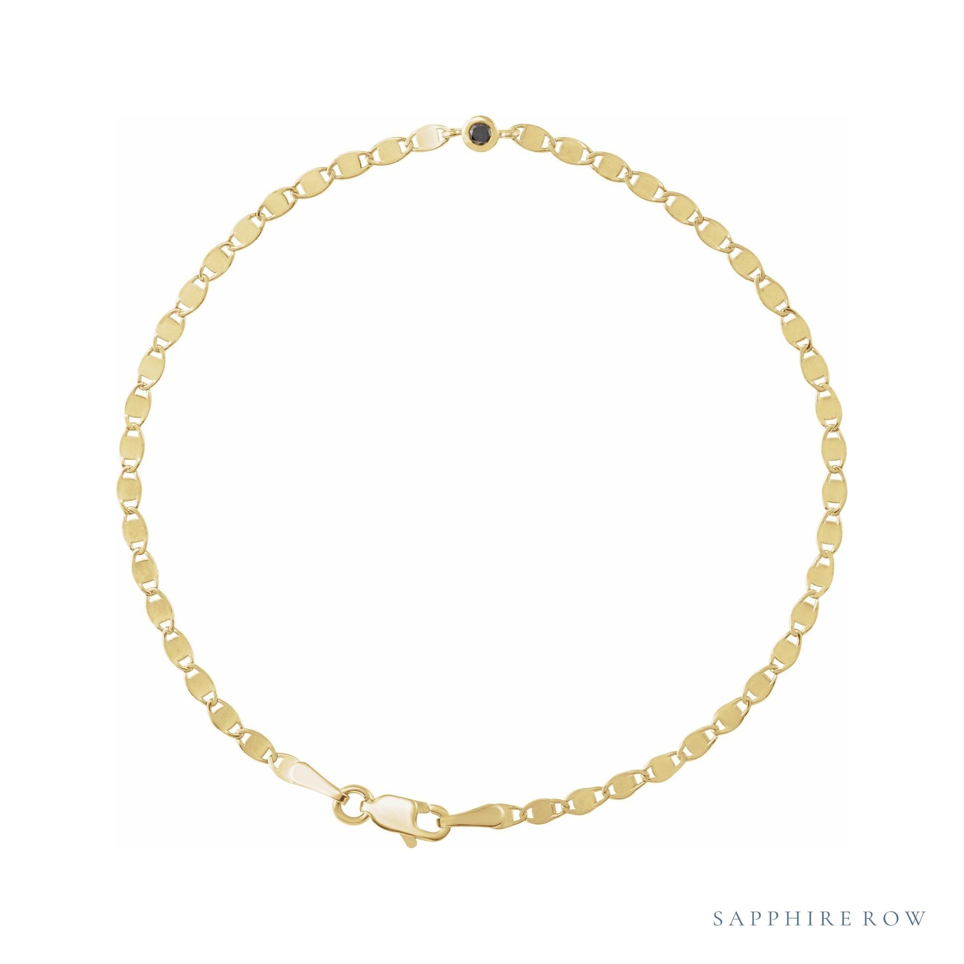 Sapphire Row Natural Diamond Mini Bezel Link Bracelet - Black Diamond
