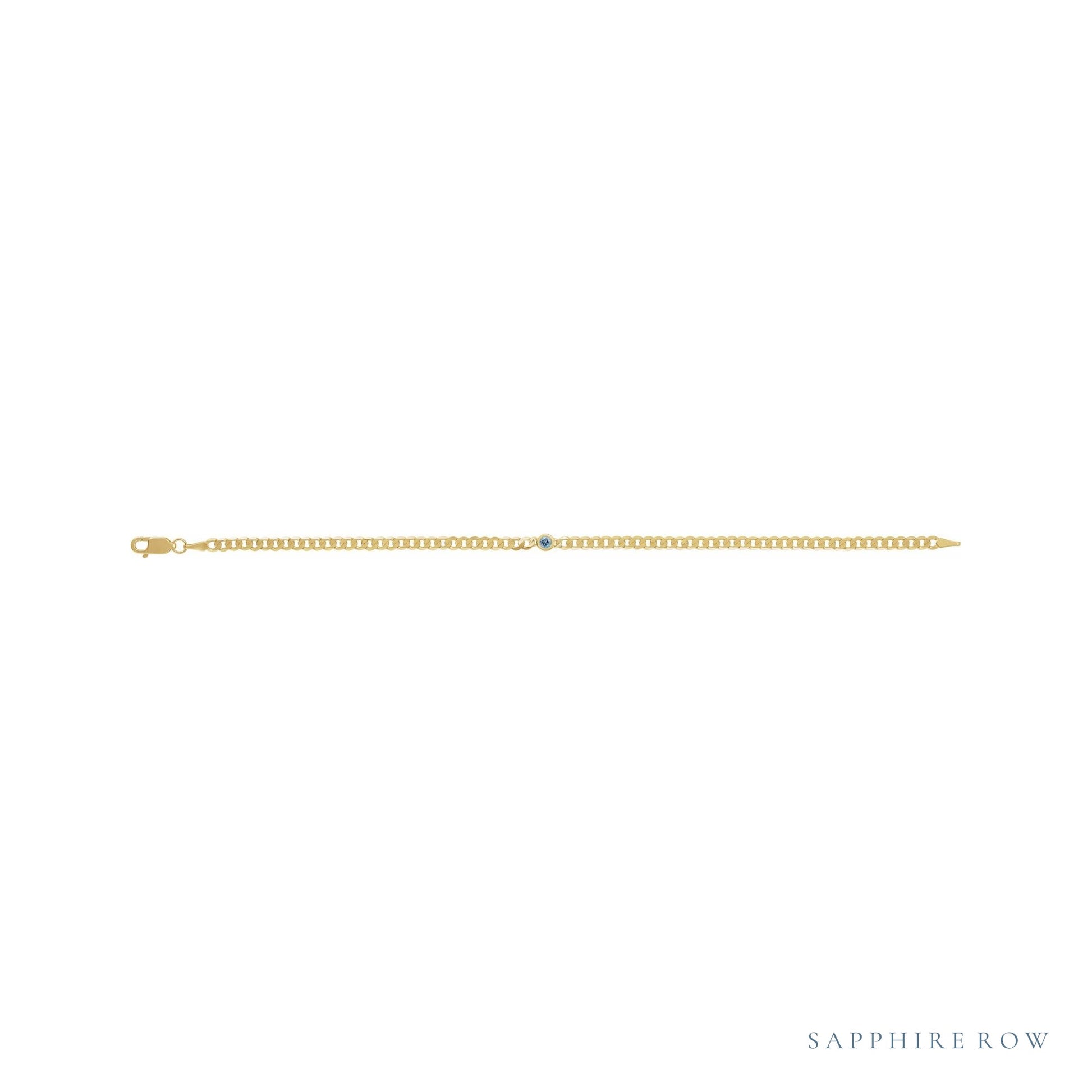 Sapphire Row Natural Bezel-Set Gemstone Curb Bracelet - Amethyst (view 2)