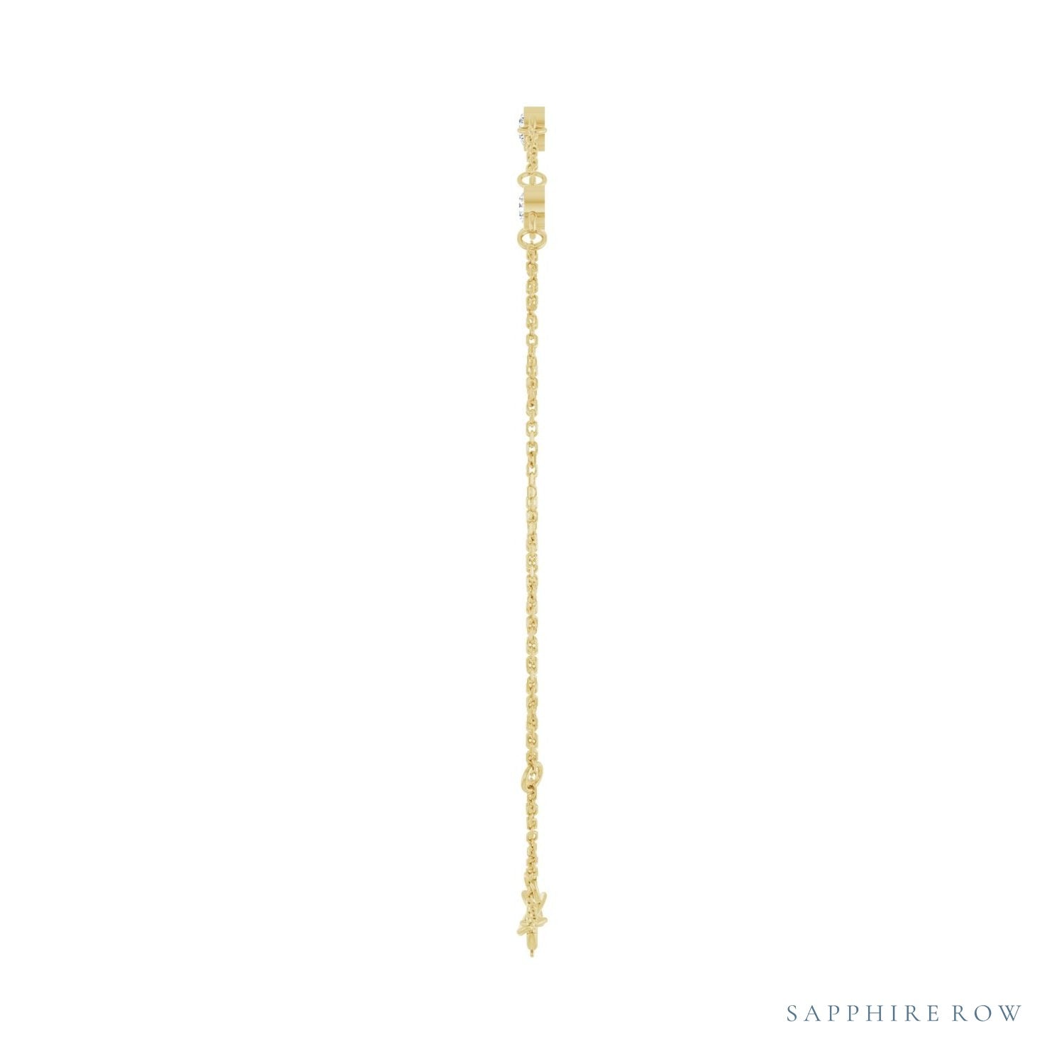 Sapphire Row Natural Bezel-Set Gemstone Solitaire Bracelet - White Sapphire, 14K Yellow Gold (view 3)