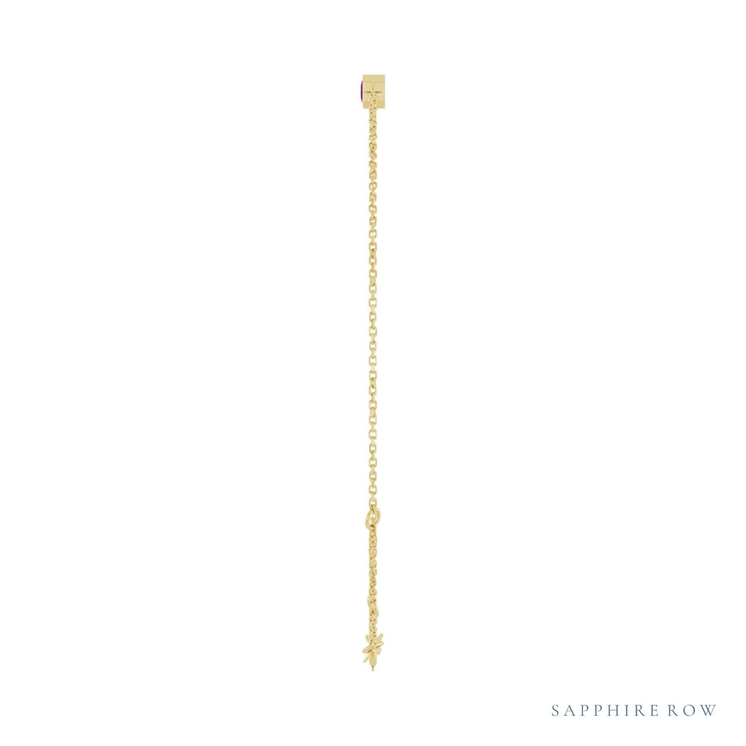 Sapphire Row Natural Bezel-Set Gemstone Solitaire Bracelet - Pink Tourmaline, 14K Yellow Gold (view 3)