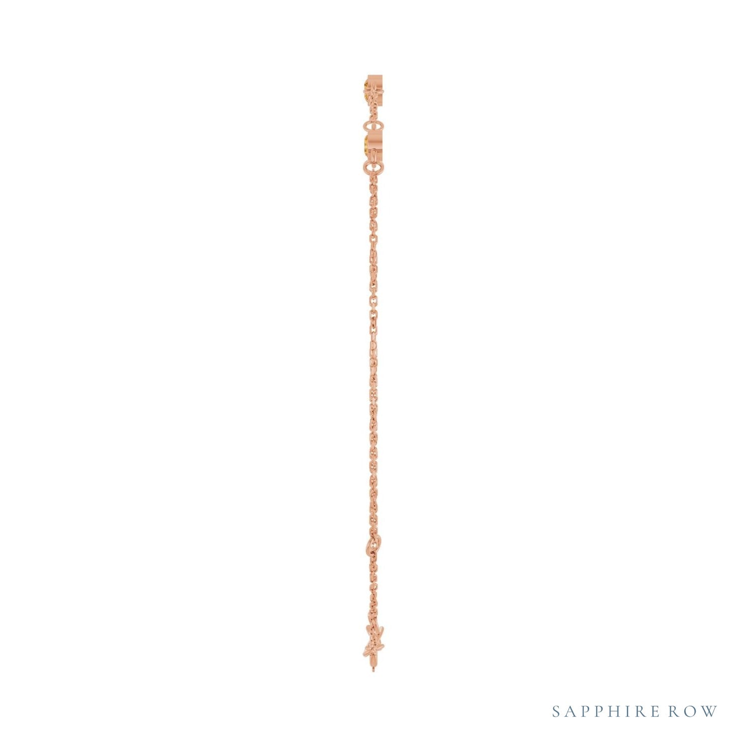 Sapphire Row Natural Bezel-Set Gemstone Solitaire Bracelet - Citrine, 14K Rose Gold (view 3)