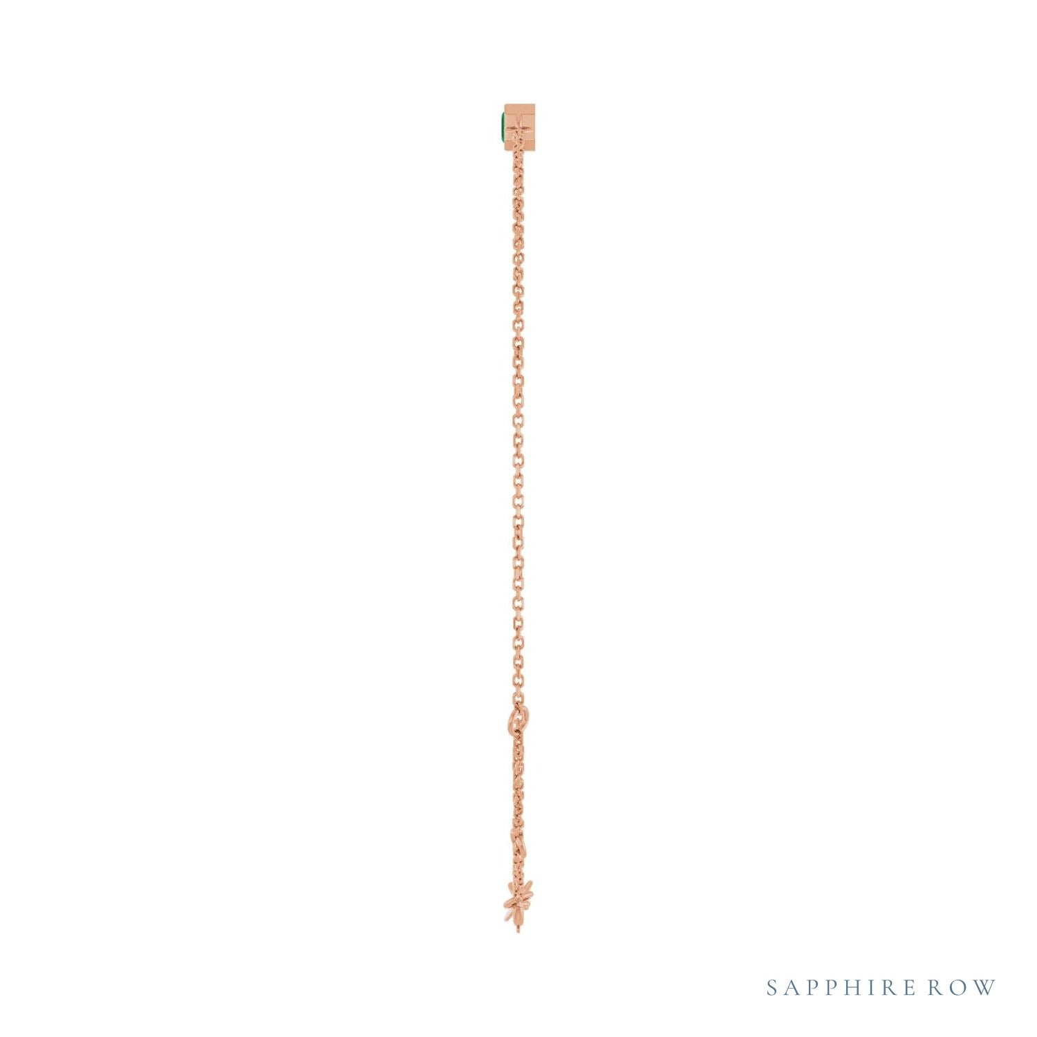 Sapphire Row Natural Bezel-Set Gemstone Solitaire Bracelet - Emerald, 14K Rose Gold (view 3)