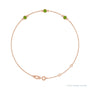 Sapphire Row Natural Bezel-Set Gemstone Solitaire Bracelet - Peridot, 14K Rose Gold