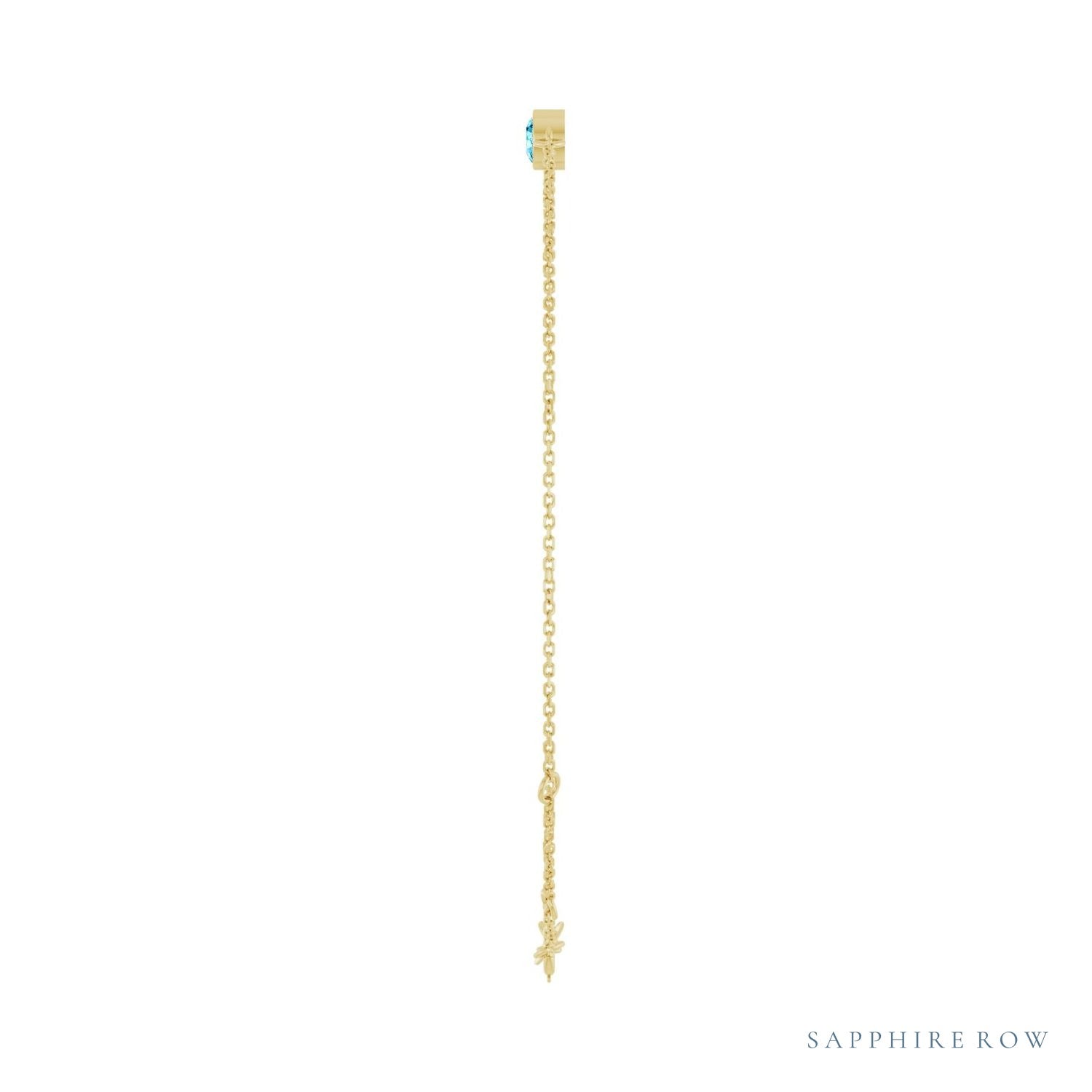Sapphire Row Natural Bezel-Set Gemstone Solitaire Bracelet - Aquamarine, 14K Yellow Gold (view 3)