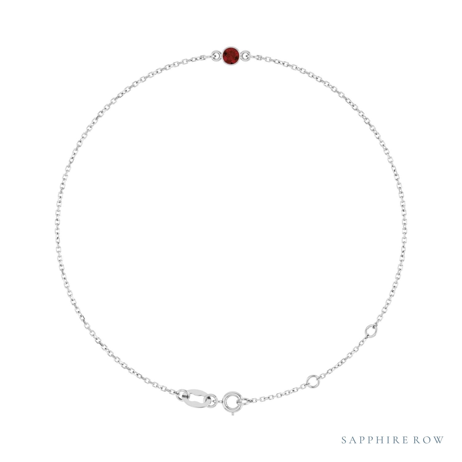 Sapphire Row Natural Bezel-Set Gemstone Solitaire Bracelet - Mozambique Garnet, Platinum