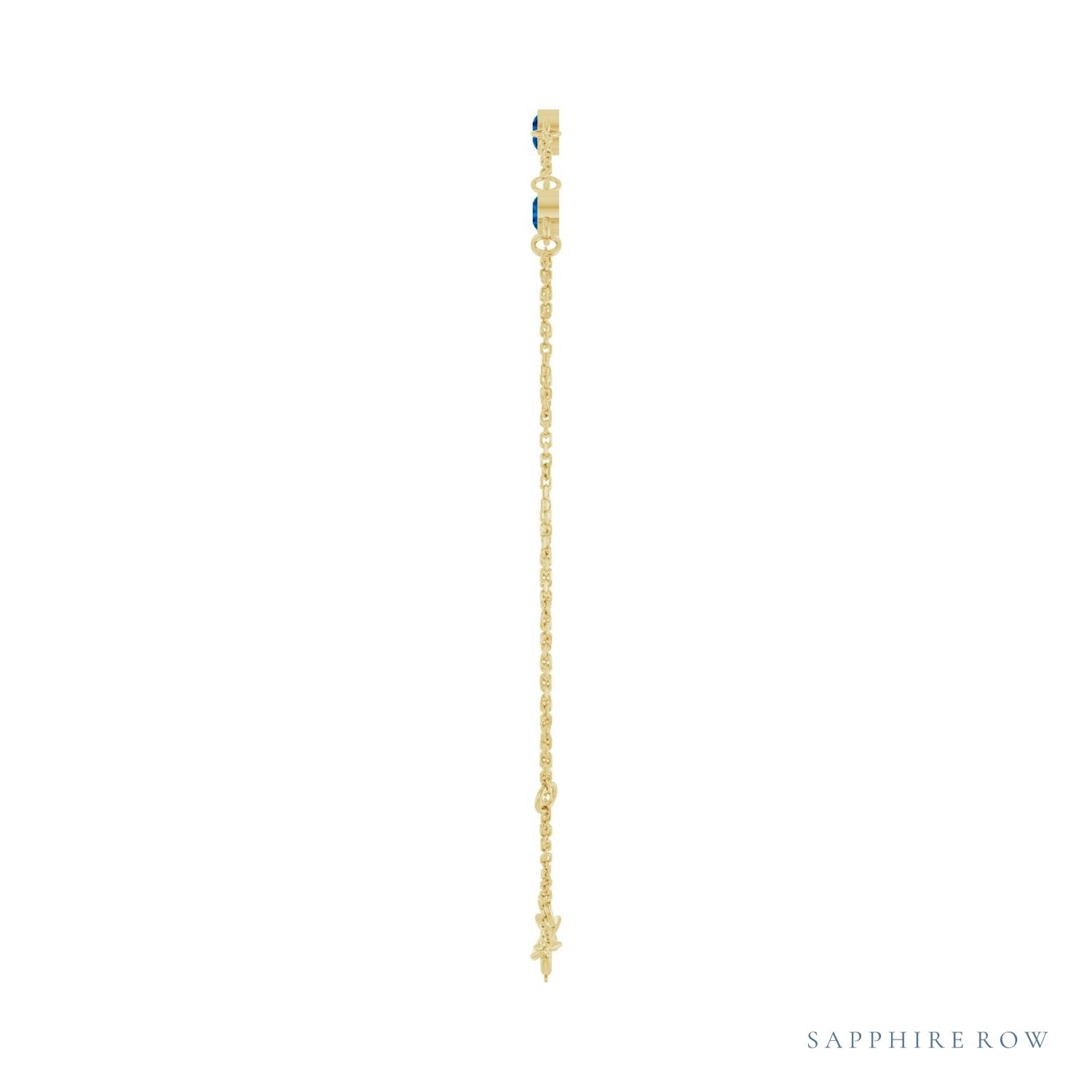 Sapphire Row Natural Bezel-Set Gemstone Solitaire Bracelet - Blue Sapphire, 14K Yellow Gold (view 3)
