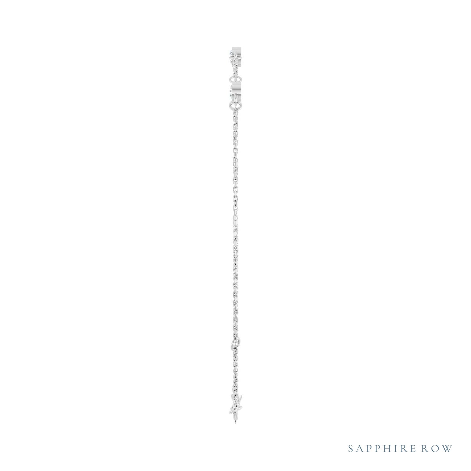 Sapphire Row Natural Bezel-Set Gemstone Solitaire Bracelet - White Sapphire, 14K White Gold (view 3)