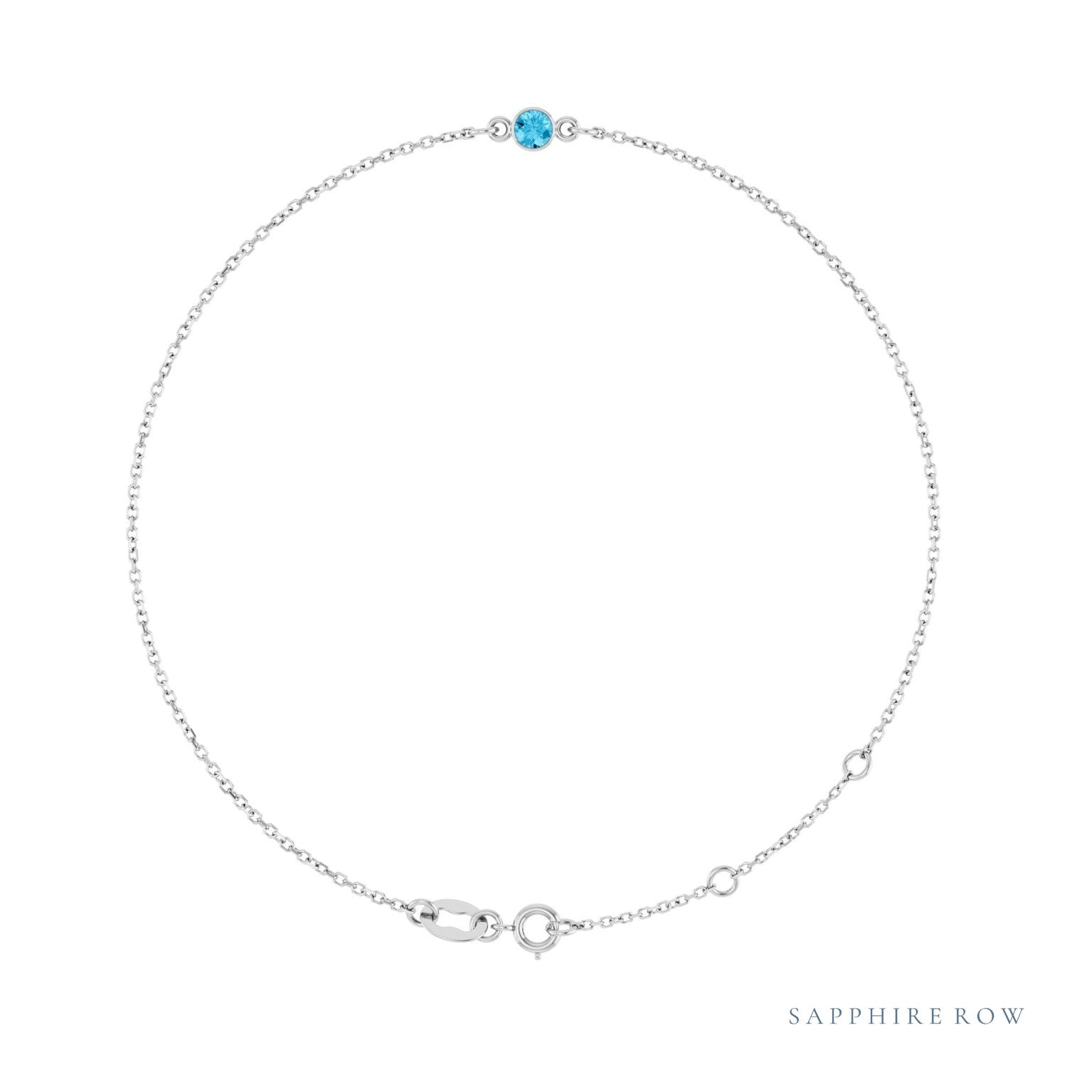 Sapphire Row Natural Bezel-Set Gemstone Solitaire Bracelet - Aquamarine, Platinum