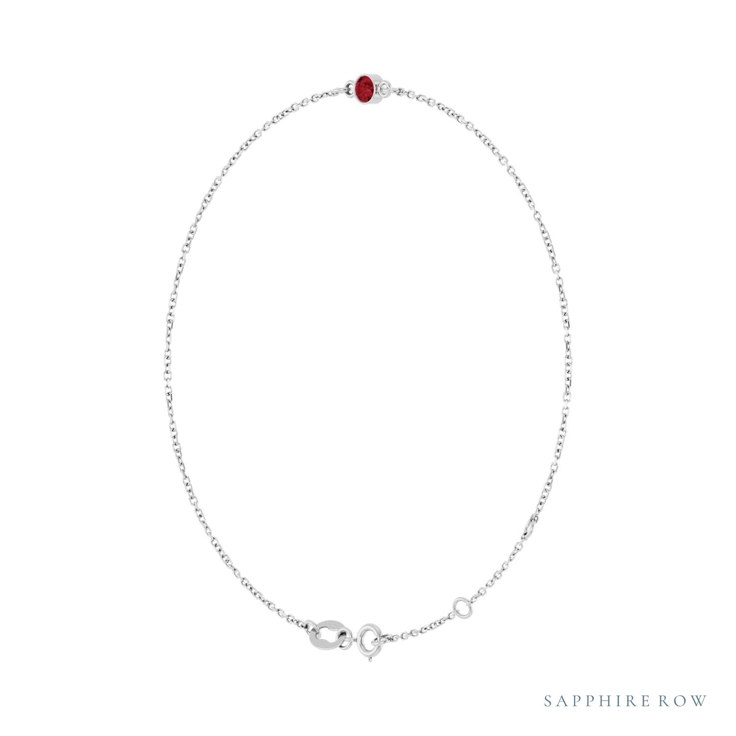 Sapphire Row Natural Bezel-Set Gemstone Solitaire Bracelet - Ruby, Platinum (view 2)