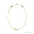 Sapphire Row Natural Bezel-Set Gemstone Solitaire Bracelet - Blue Zircon, 14K Yellow Gold (view 2)
