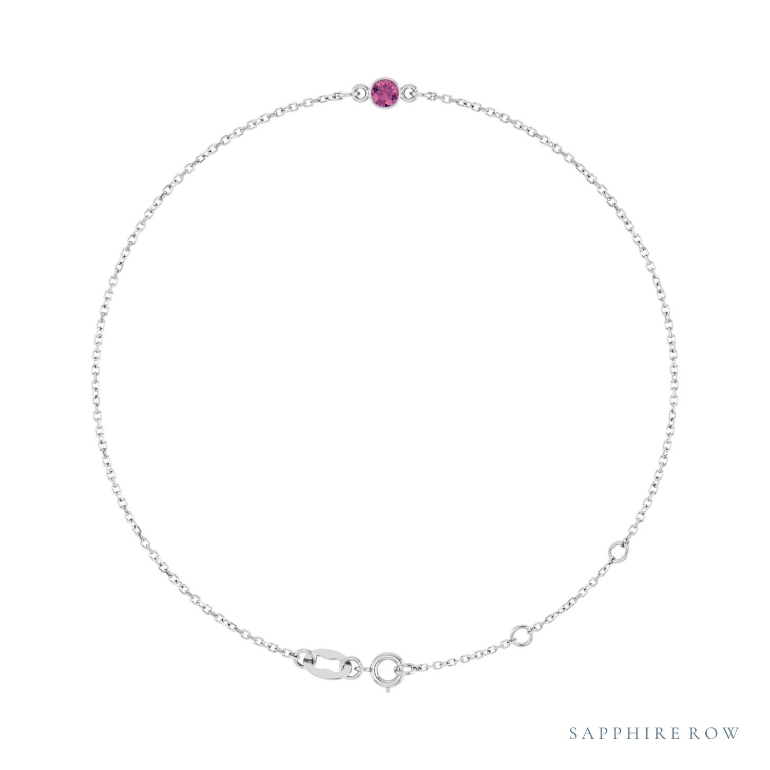 Sapphire Row Natural Bezel-Set Gemstone Solitaire Bracelet - Pink Tourmaline, Platinum