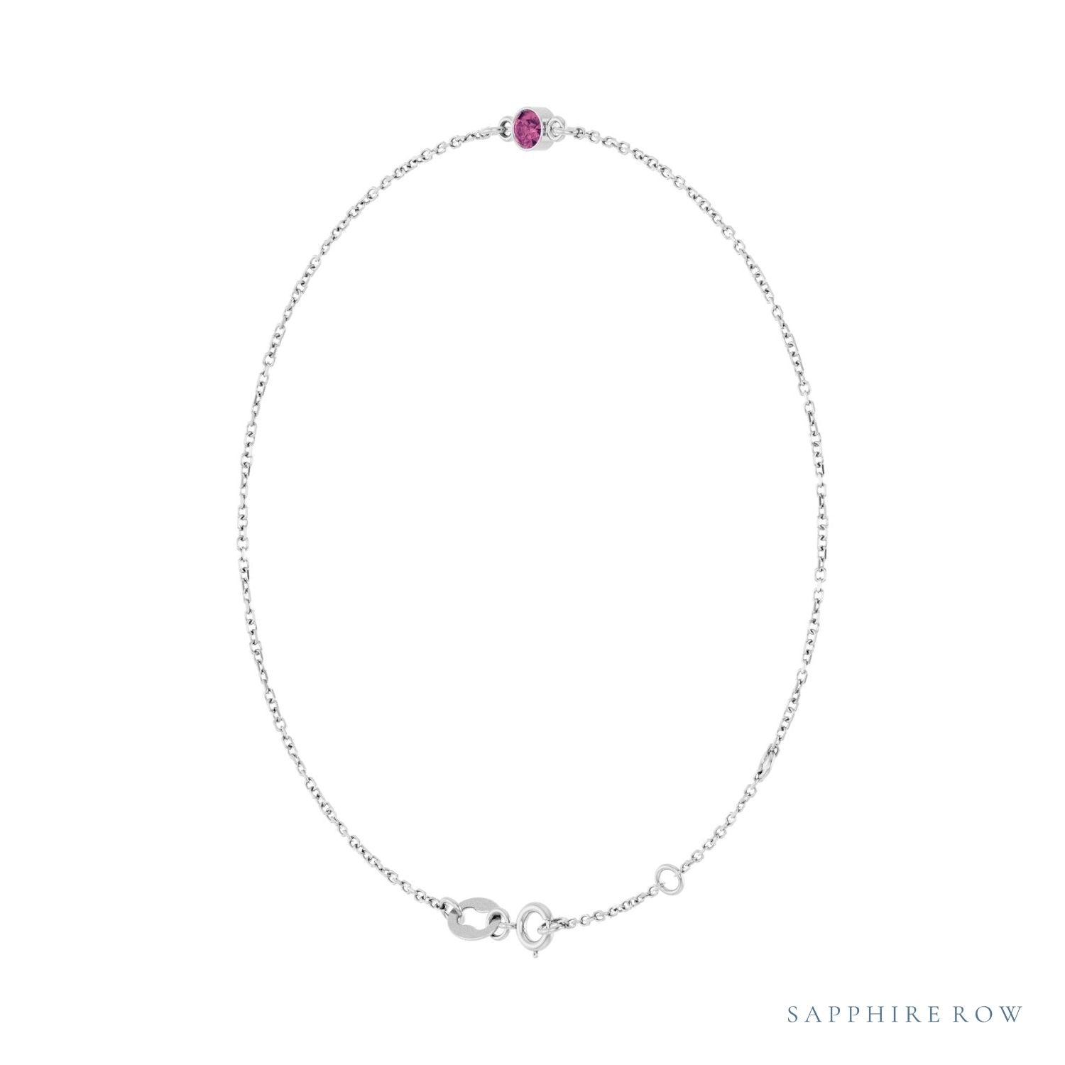 Sapphire Row Natural Bezel-Set Gemstone Solitaire Bracelet - Pink Tourmaline, Platinum (view 2)