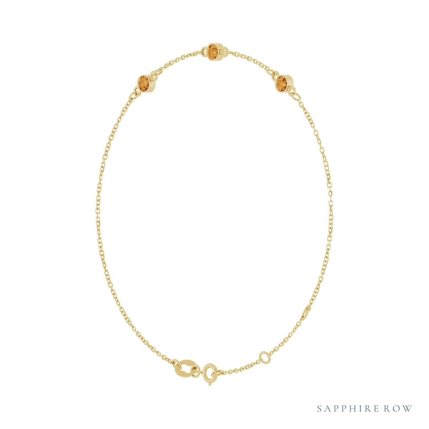 Sapphire Row Natural Bezel-Set Gemstone Solitaire Bracelet - Citrine, 14K Yellow Gold (view 2)
