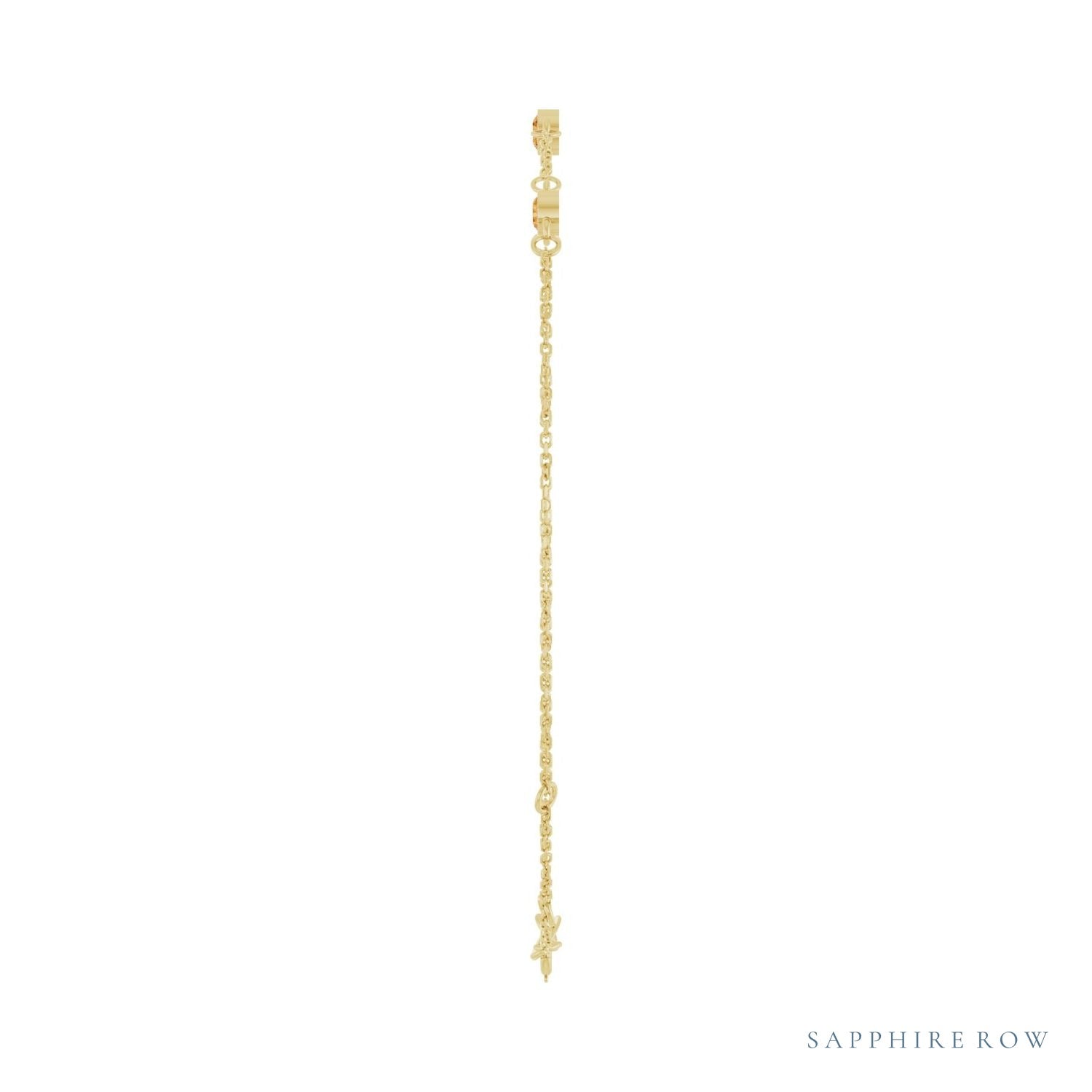 Sapphire Row Natural Bezel-Set Gemstone Solitaire Bracelet - Citrine, 14K Yellow Gold (view 3)