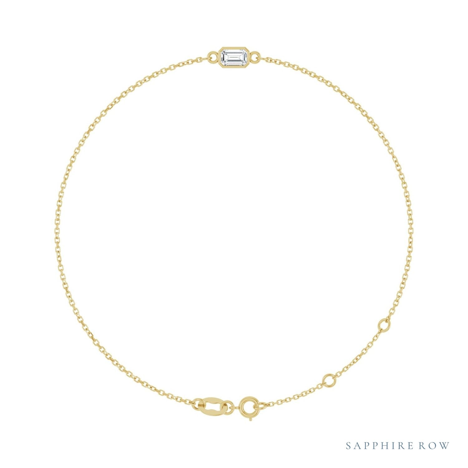 Sapphire Row Natural Bezel-Set Gemstone Solitaire Bracelet - Diamond, 14K Yellow Gold
