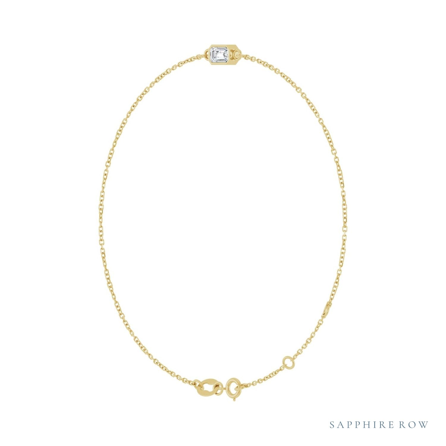 Sapphire Row Natural Bezel-Set Gemstone Solitaire Bracelet - Diamond, 14K Yellow Gold (view 2)
