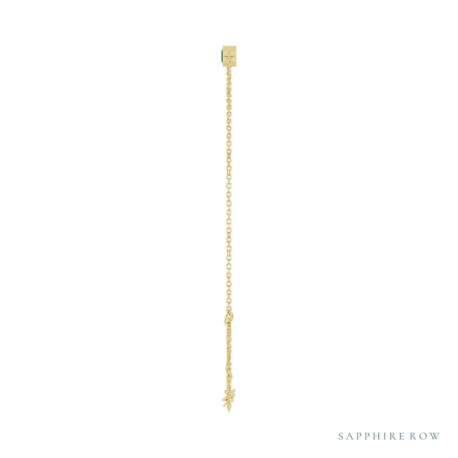 Sapphire Row Natural Bezel-Set Gemstone Solitaire Bracelet - Emerald, 14K Yellow Gold (view 3)