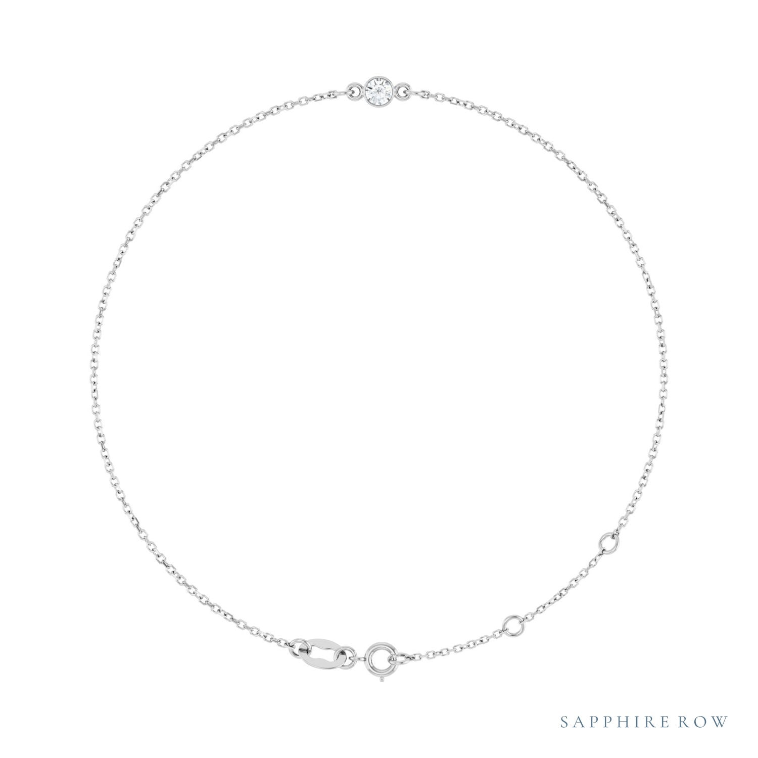 Sapphire Row Natural Bezel-Set Gemstone Solitaire Bracelet - White Sapphire, Platinum