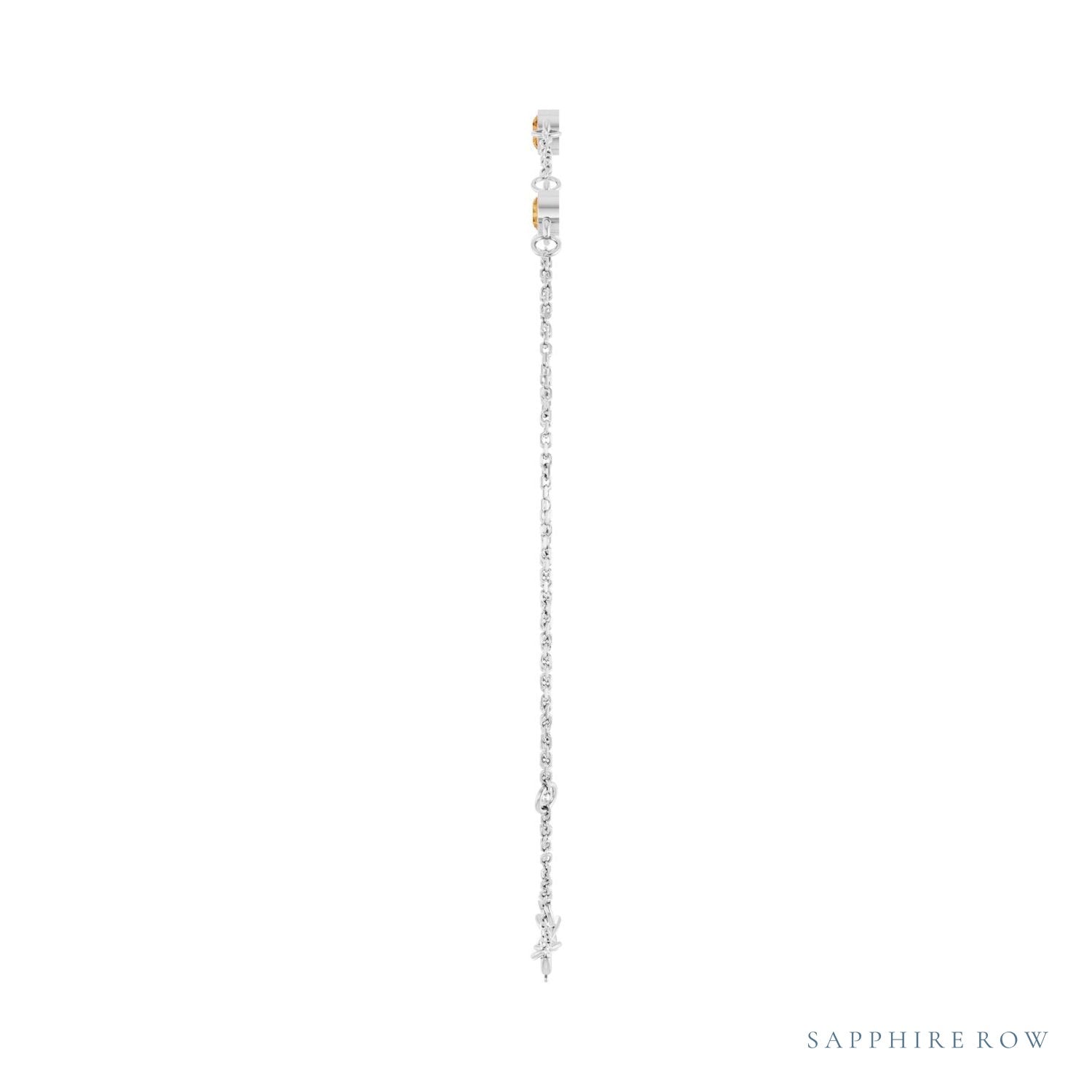 Sapphire Row Natural Bezel-Set Gemstone Solitaire Bracelet - Citrine, 14K White Gold (view 3)