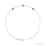 Sapphire Row Natural Bezel-Set Gemstone Solitaire Bracelet - Peridot, 14K White Gold