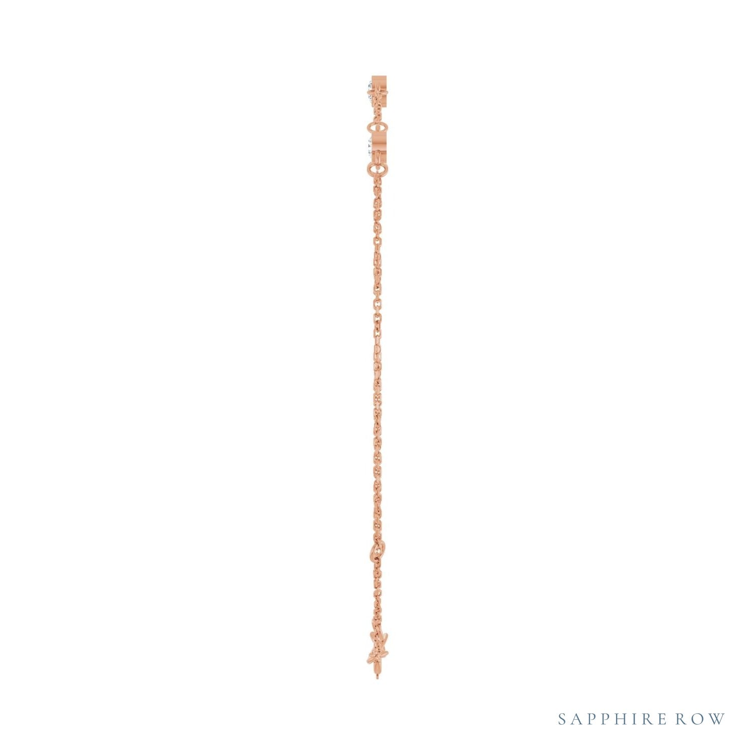 Sapphire Row Natural Bezel-Set Gemstone Solitaire Bracelet - White Sapphire, 14K Rose Gold (view 3)