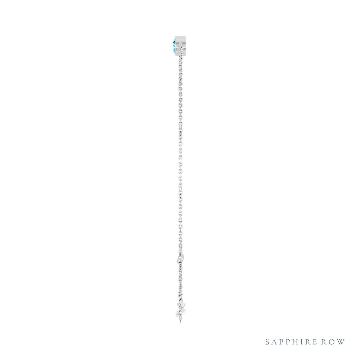 Sapphire Row Natural Bezel-Set Gemstone Solitaire Bracelet - Aquamarine, 14K White Gold (view 3)