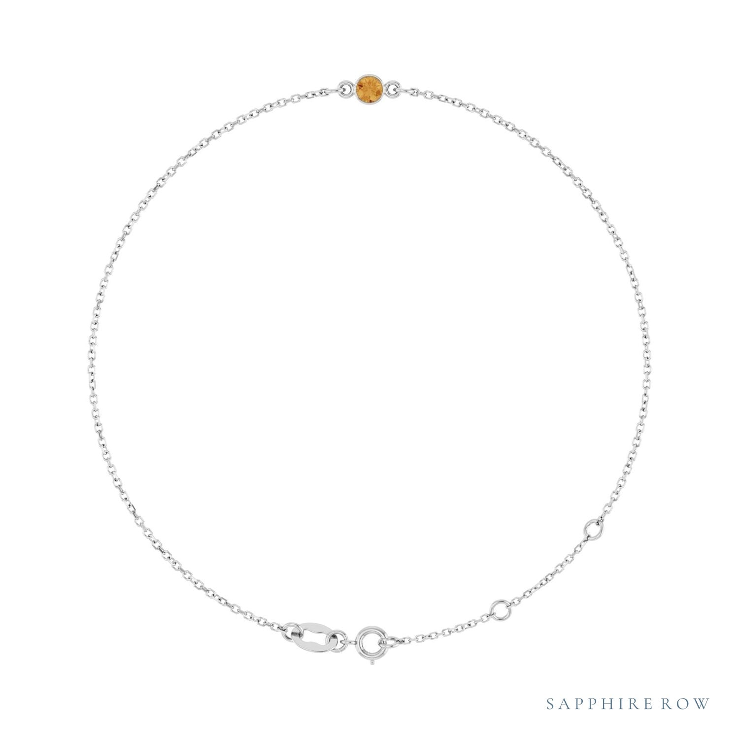 Sapphire Row Natural Bezel-Set Gemstone Solitaire Bracelet - Citrine, Platinum