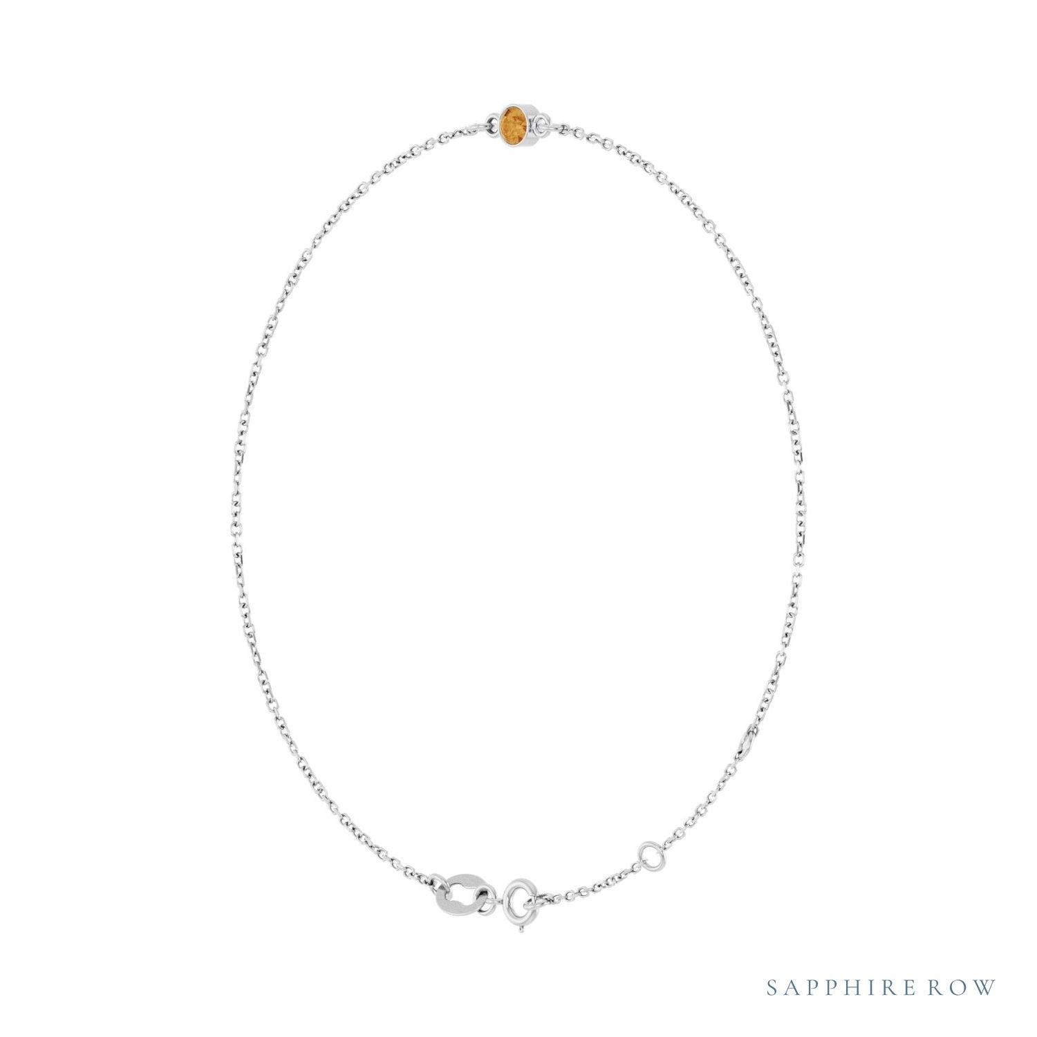 Sapphire Row Natural Bezel-Set Gemstone Solitaire Bracelet - Citrine, Platinum (view 2)