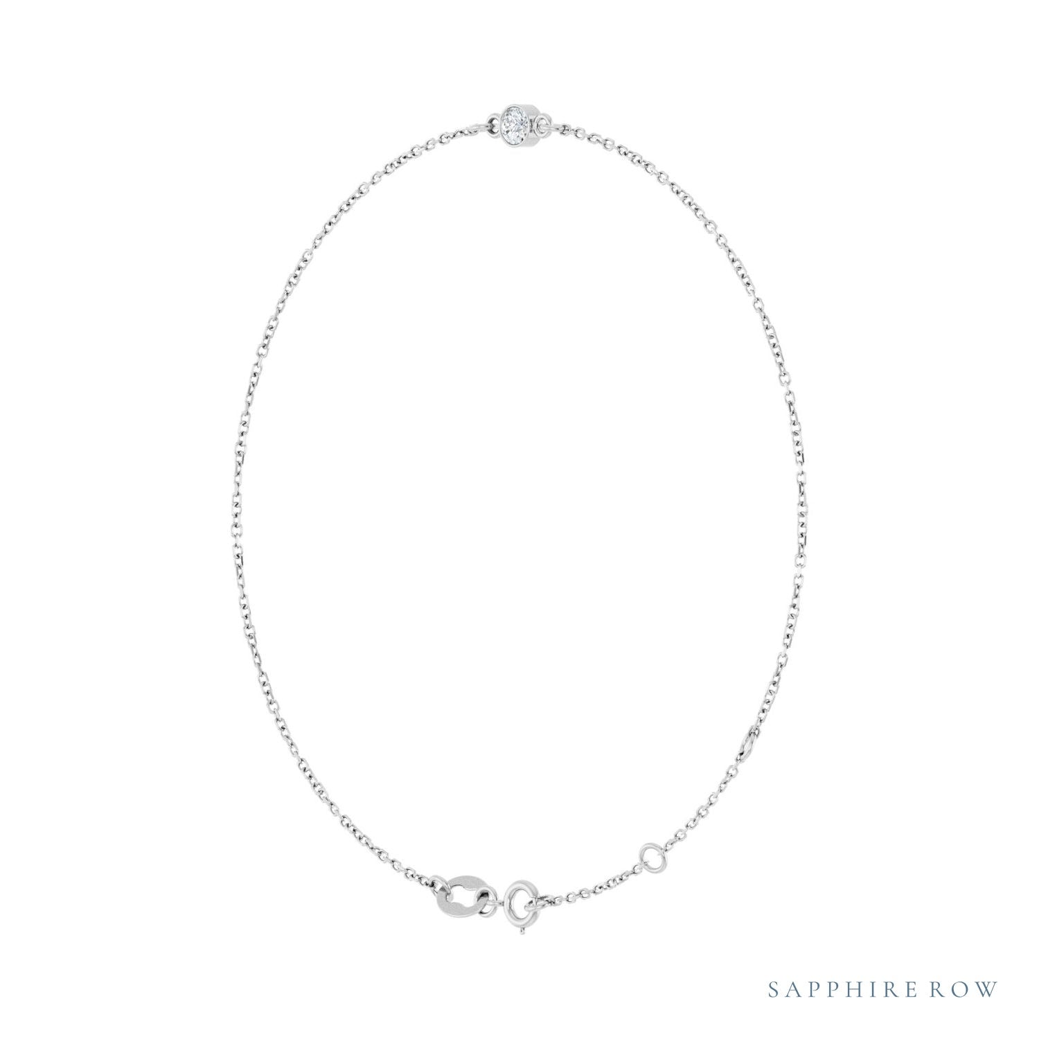 Sapphire Row Natural Bezel-Set Gemstone Solitaire Bracelet - Diamond, Platinum (view 2)