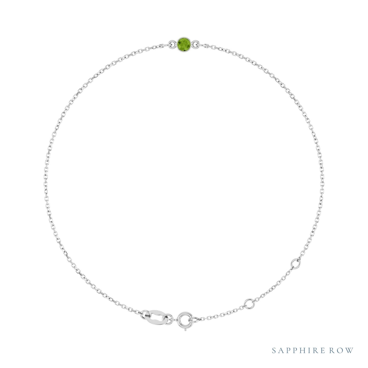 Sapphire Row Natural Bezel-Set Gemstone Solitaire Bracelet - Peridot, Platinum